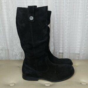 Birkenstock Sarnia High Tall Slouch Boots Zip Waxed Black Suede